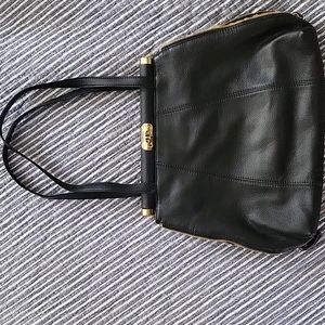EMMA FOX BLACK PEBBLED LEATHER SATCHEL